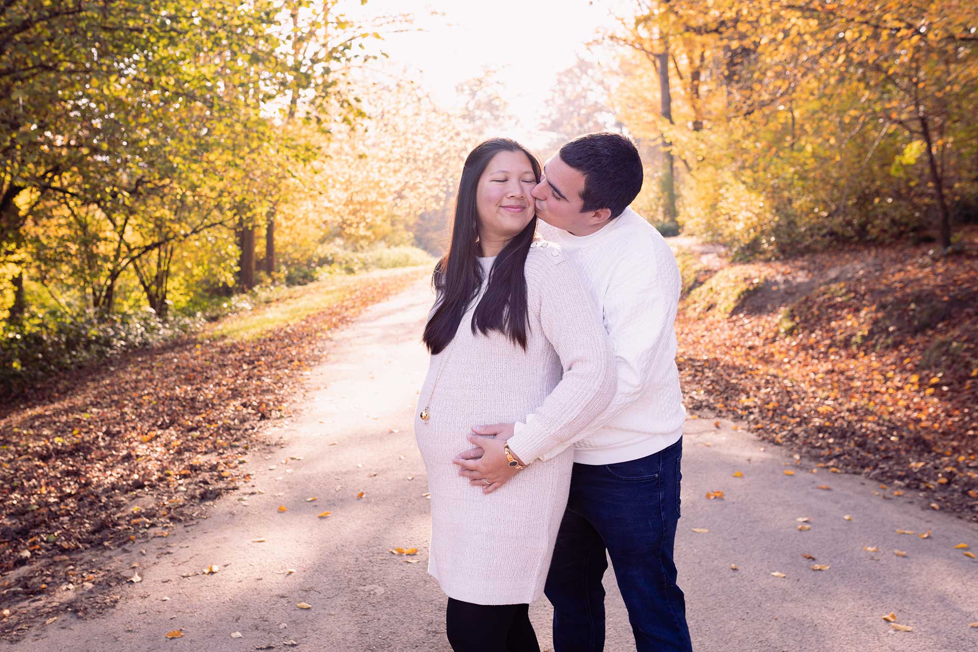 Grossesse couple - Forêt automne